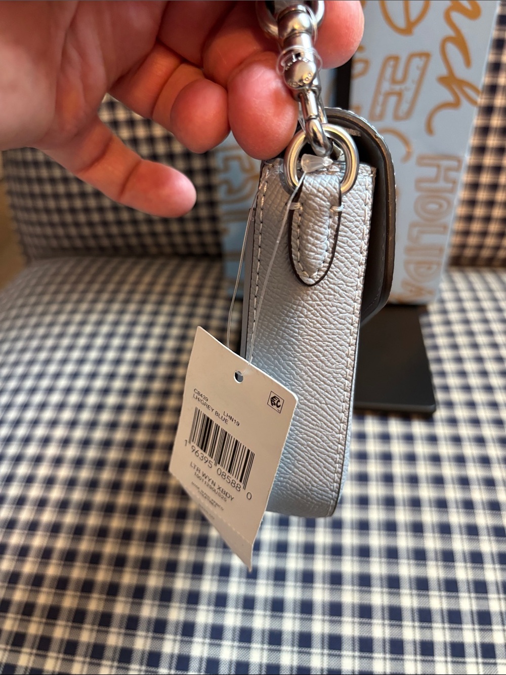 Coach Light Gray Pebbled Leather Crossbody with Silver 'C' Hardware - Picture 5 of 11